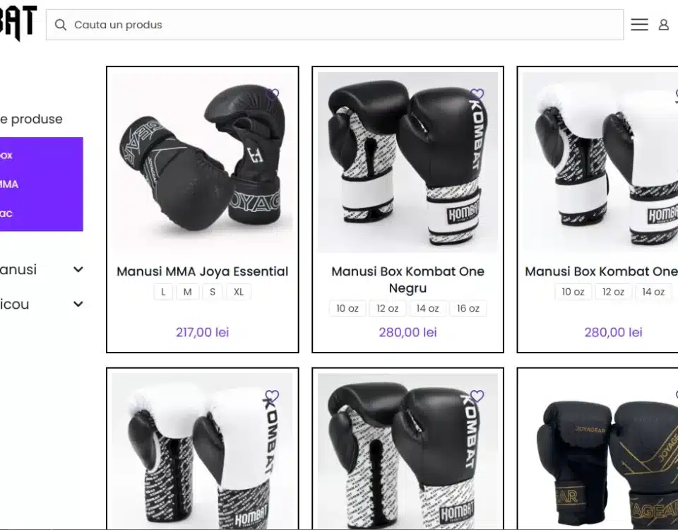 KombatShop, Creare magazin online pentru echipament de box